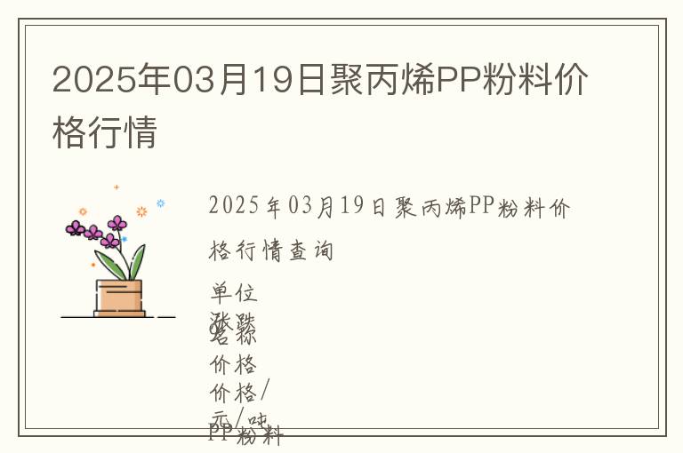 2025年03月19日聚丙烯PP粉料價格行情
