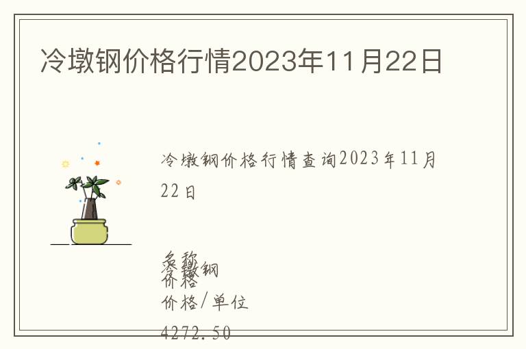 冷墩鋼價(jià)格行情2023年11月22日