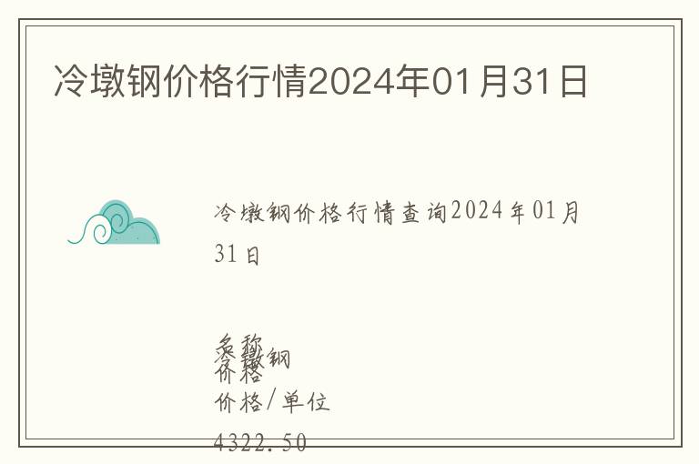 冷墩鋼價(jià)格行情2024年01月31日