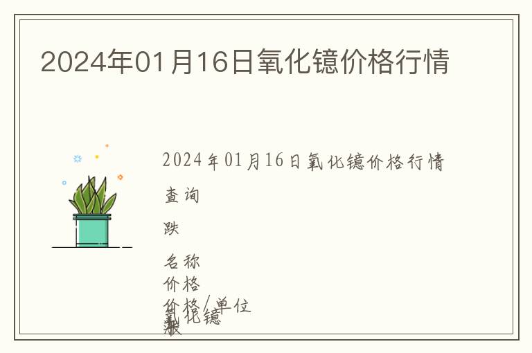 2024年01月16日氧化鐿價(jià)格行情