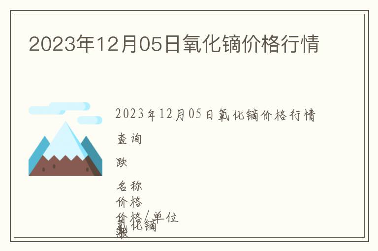 2023年12月05日氧化鏑價(jià)格行情