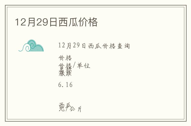 12月29日西瓜價(jià)格