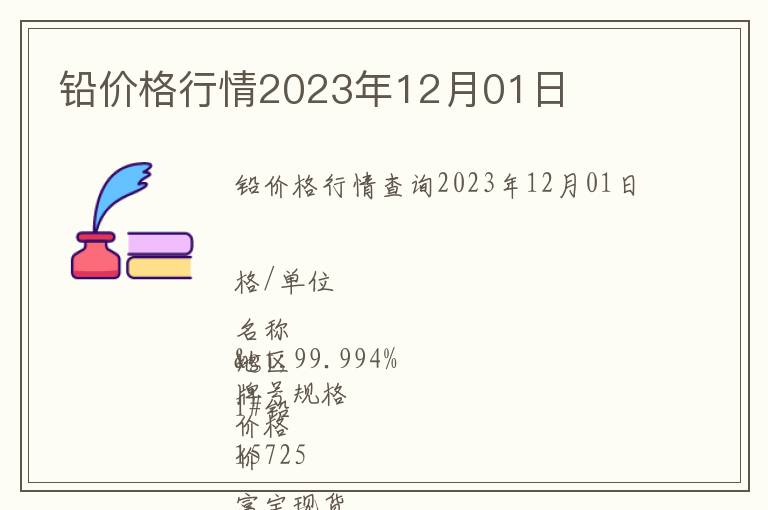 鉛價格行情2023年12月01日