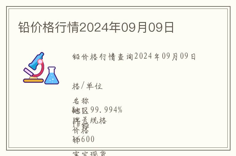 鉛價格行情2024年09月09日