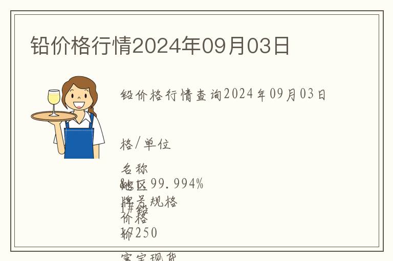 鉛價(jià)格行情2024年09月03日