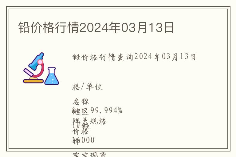 鉛價格行情2024年03月13日