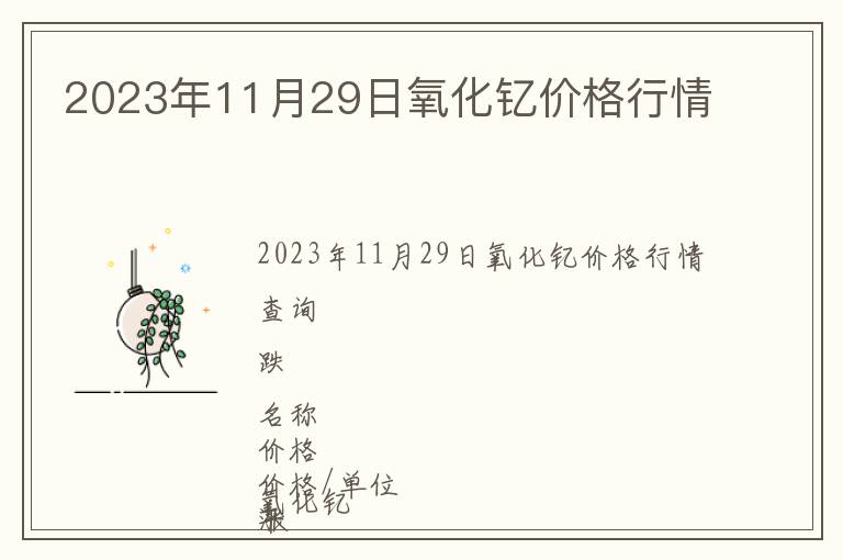 2023年11月29日氧化釔價格行情