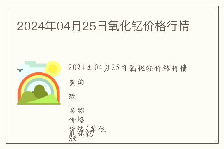2024年04月25日氧化釔價格行情