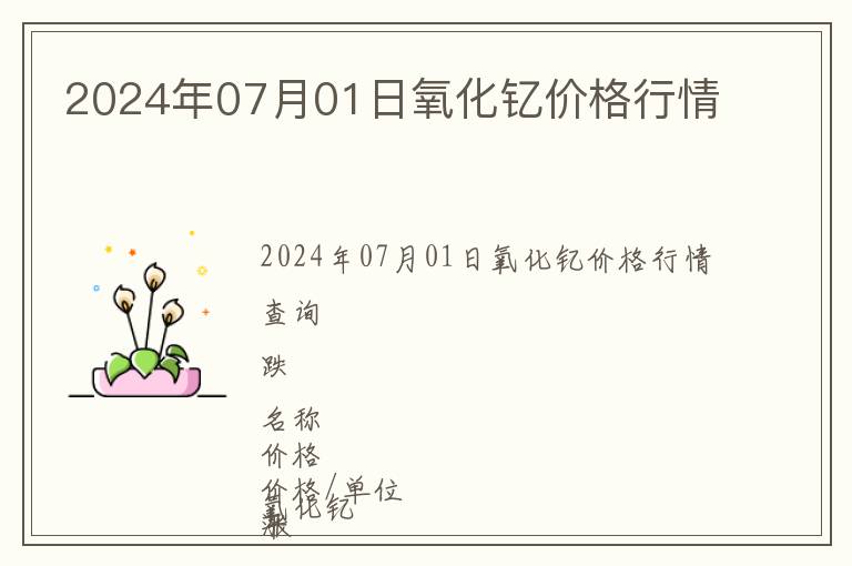 2024年07月01日氧化釔價(jià)格行情