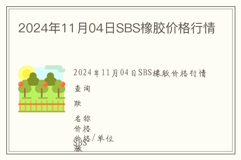 2024年11月04日SBS橡膠價(jià)格行情