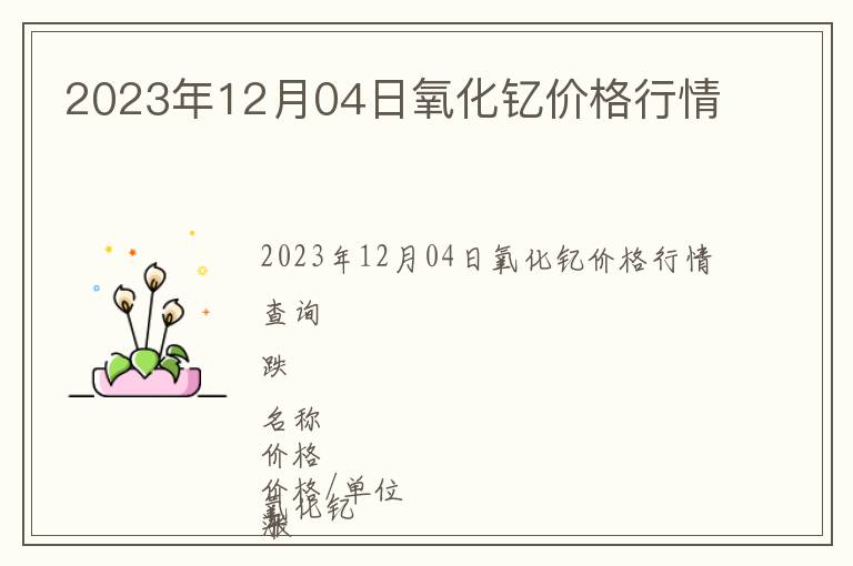 2023年12月04日氧化釔價格行情