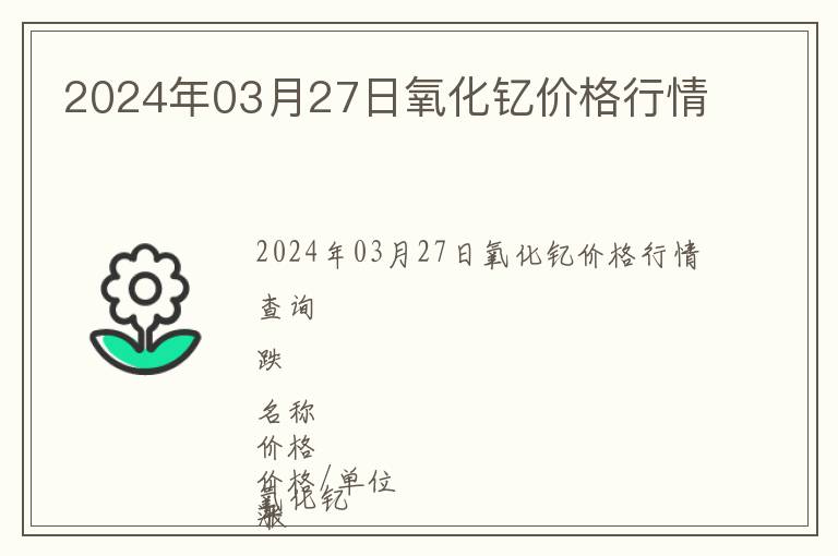 2024年03月27日氧化釔價格行情