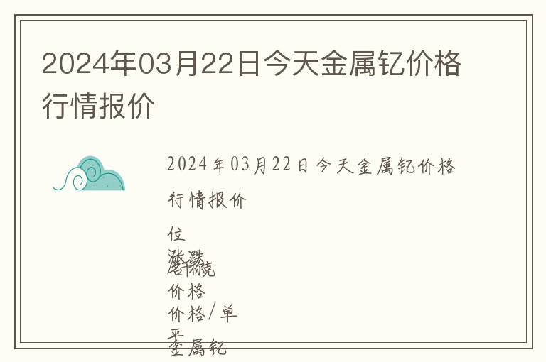 2024年03月22日今天金屬釔價格行情報價
