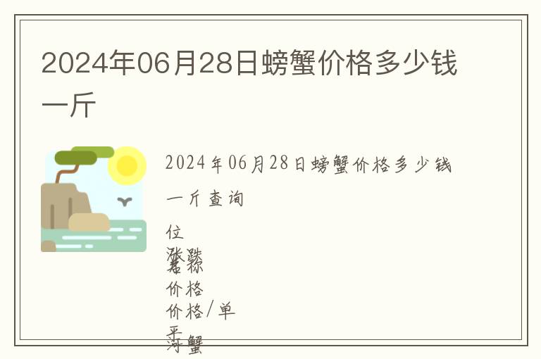 2024年06月28日螃蟹價格多少錢一斤
