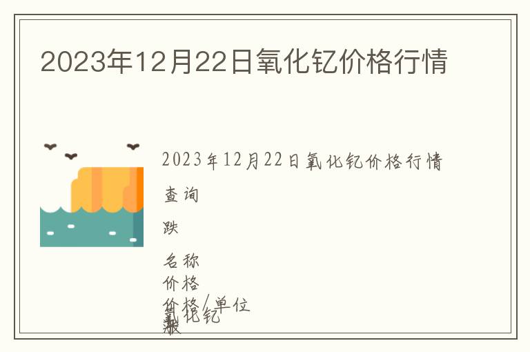 2023年12月22日氧化釔價(jià)格行情