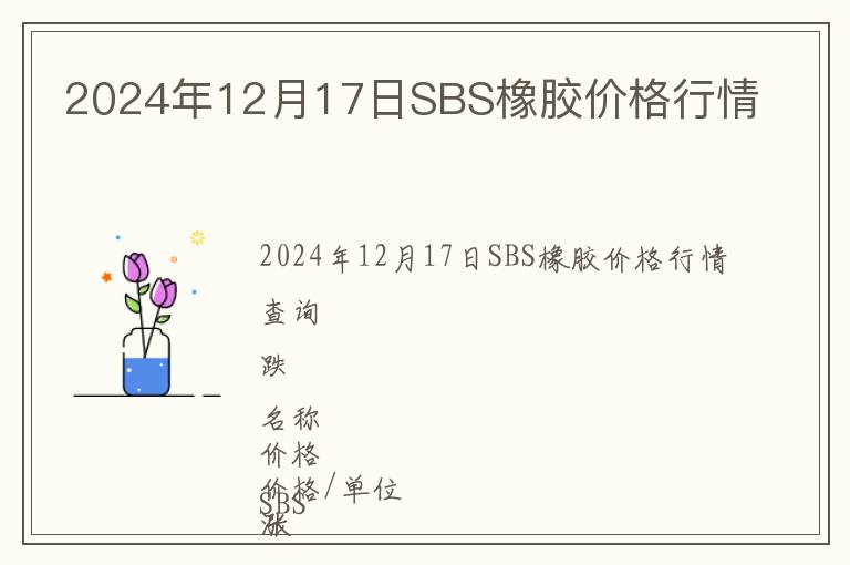 2024年12月17日SBS橡膠價格行情