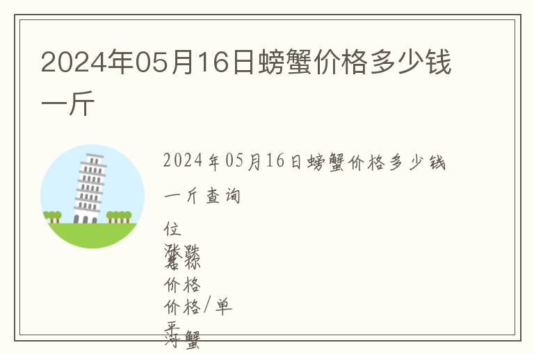 2024年05月16日螃蟹價(jià)格多少錢一斤