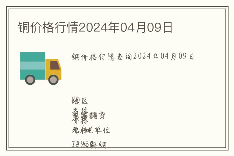 銅價(jià)格行情2024年04月09日