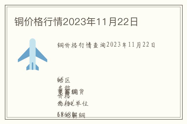 銅價(jià)格行情2023年11月22日