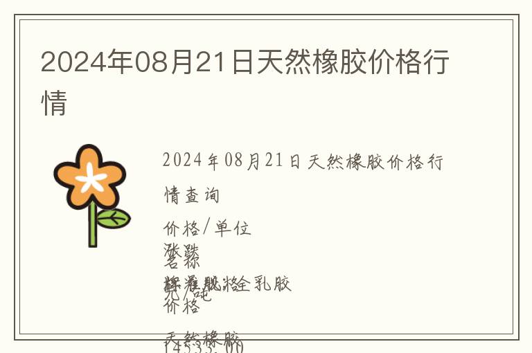 2024年08月21日天然橡膠價格行情