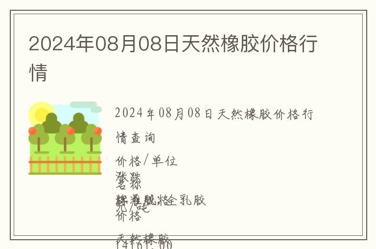2024年08月08日天然橡膠價格行情