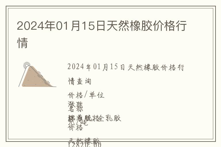 2024年01月15日天然橡膠價(jià)格行情