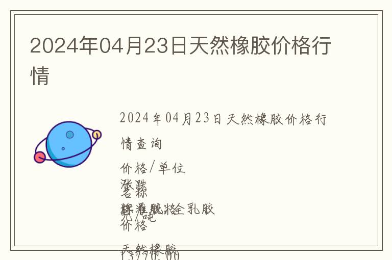2024年04月23日天然橡膠價(jià)格行情