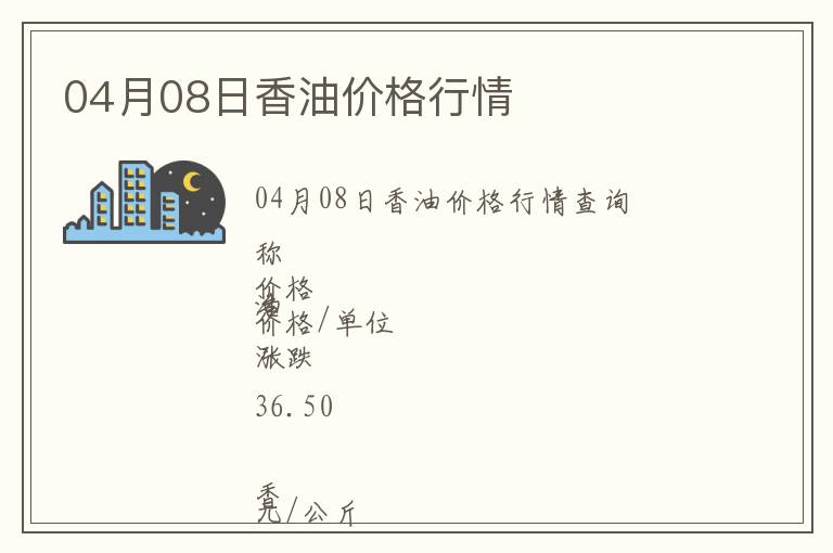 04月08日香油價格行情