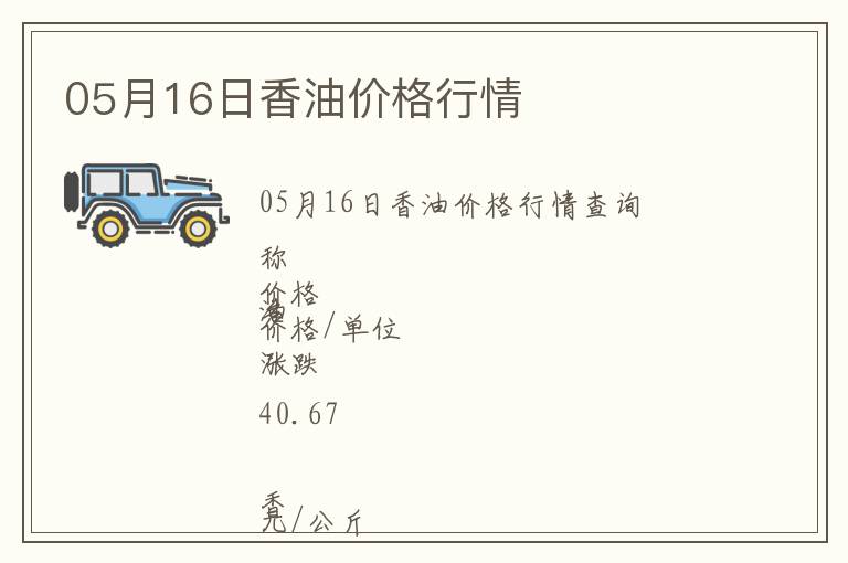 05月16日香油價格行情