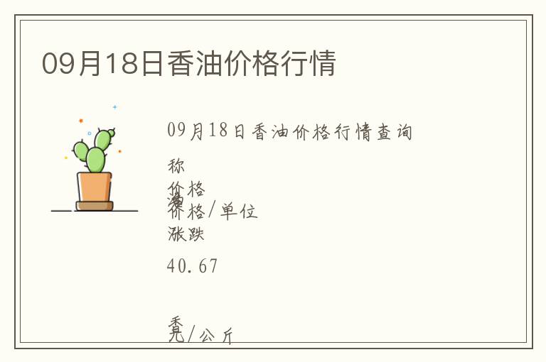 09月18日香油價格行情