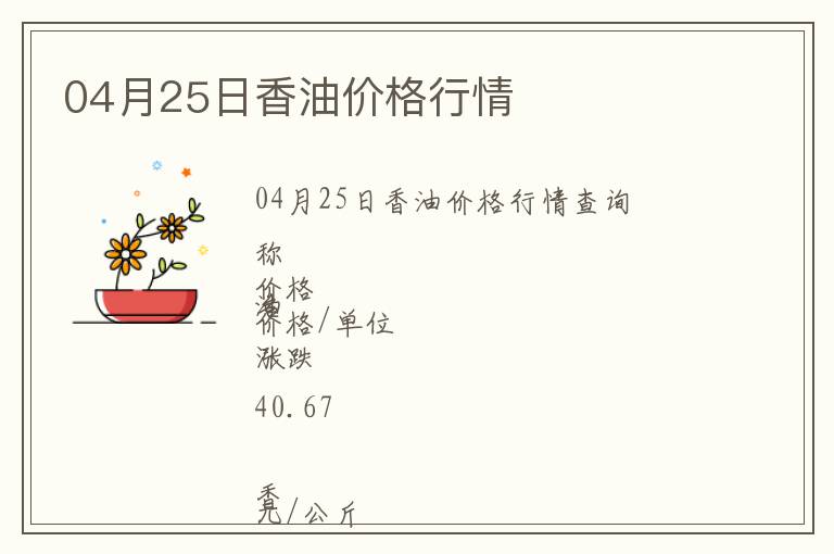 04月25日香油價(jià)格行情