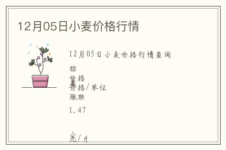 12月05日小麥價格行情