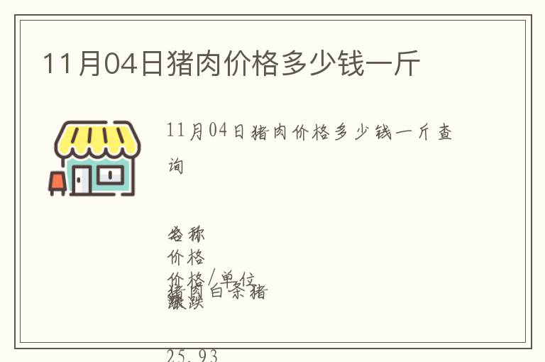 11月04日豬肉價格多少錢一斤