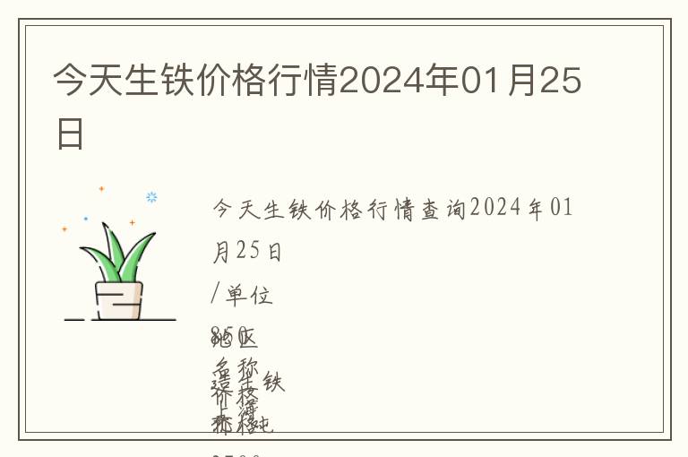 今天生鐵價格行情2024年01月25日