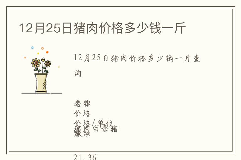 12月25日豬肉價(jià)格多少錢一斤