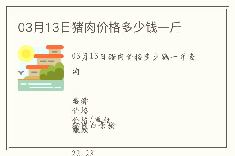 03月13日豬肉價(jià)格多少錢一斤