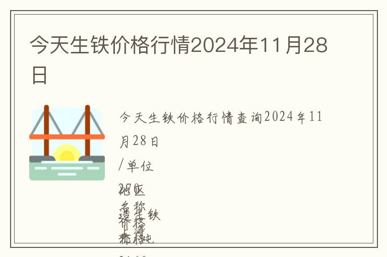 今天生鐵價(jià)格行情2024年11月28日