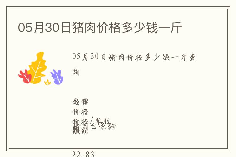 05月30日豬肉價格多少錢一斤
