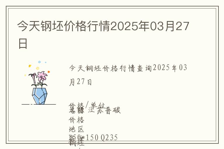 今天鋼坯價格行情2025年03月27日