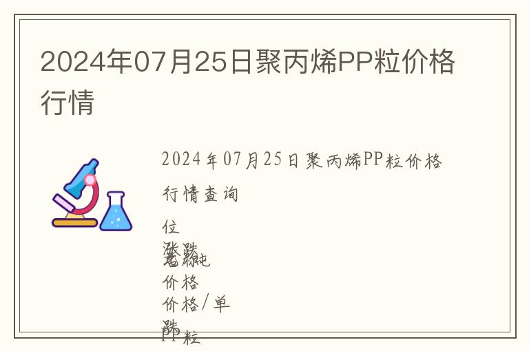 2024年07月25日聚丙烯PP粒價格行情