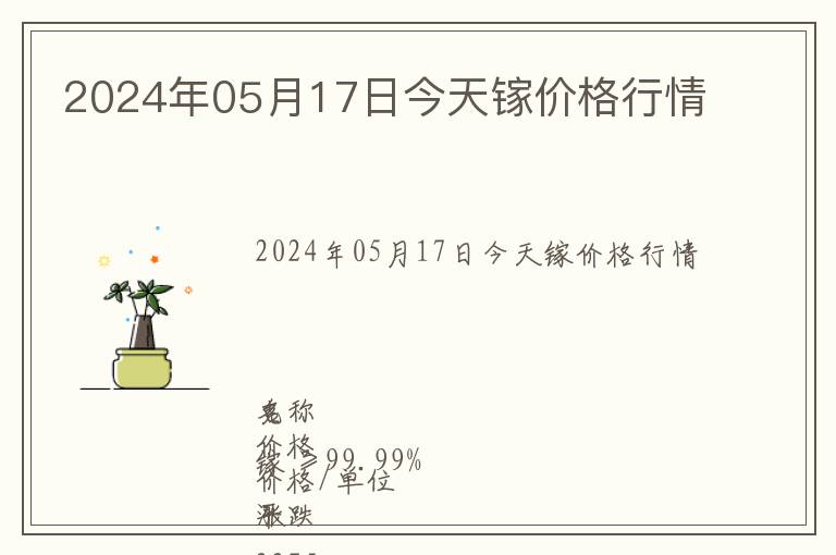 2024年05月17日今天鎵價格行情