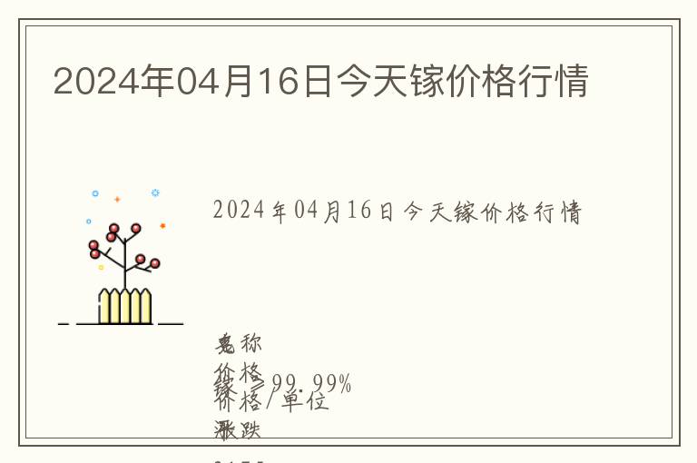 2024年04月16日今天鎵價(jià)格行情