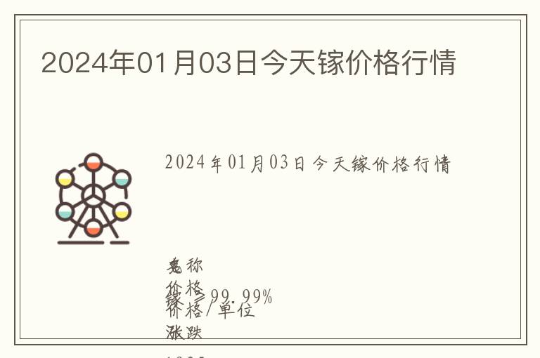 2024年01月03日今天鎵價格行情