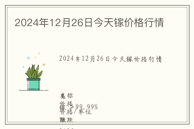 2024年12月26日今天鎵價格行情