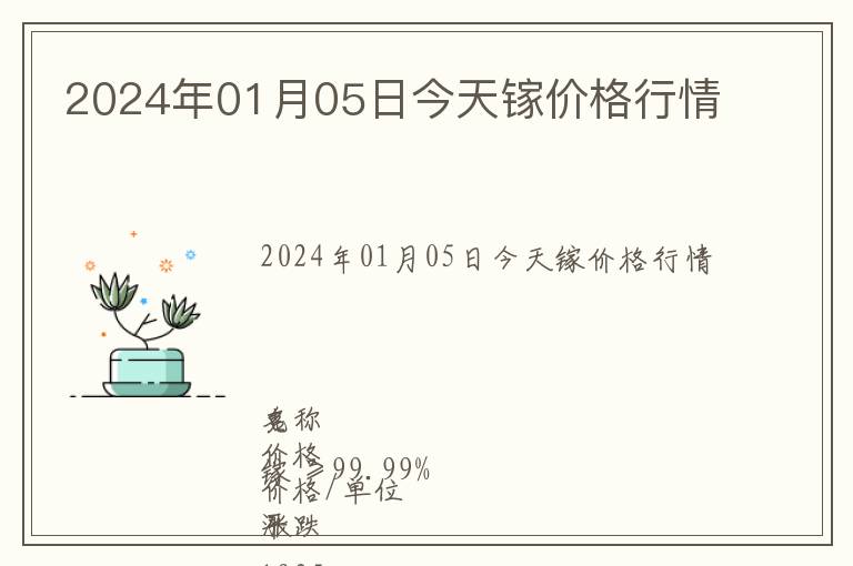 2024年01月05日今天鎵價格行情