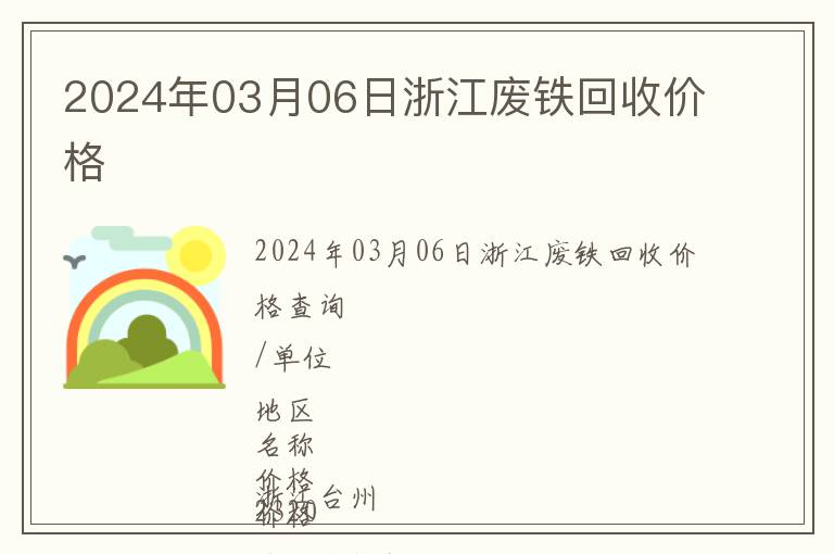 2024年03月06日浙江廢鐵回收價(jià)格