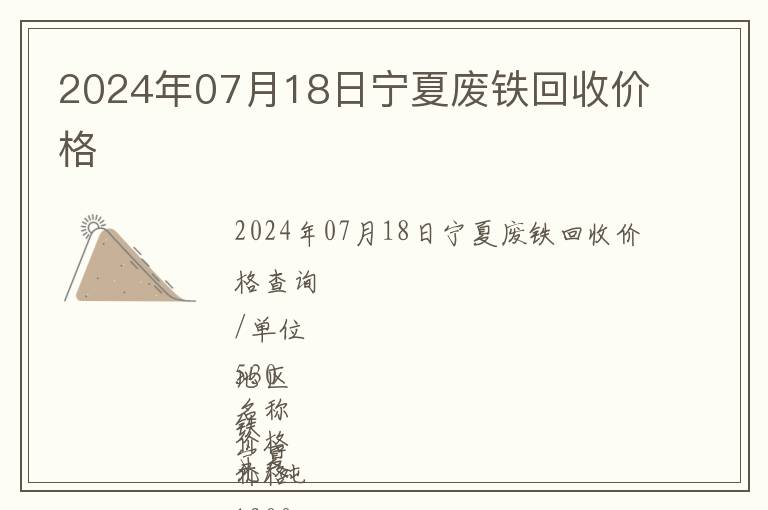 2024年07月18日寧夏廢鐵回收價(jià)格
