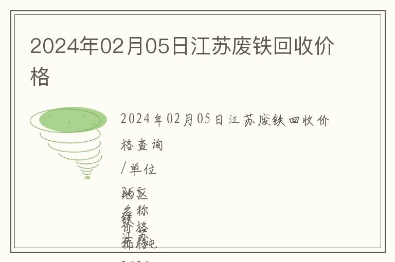 2024年02月05日江蘇廢鐵回收價格