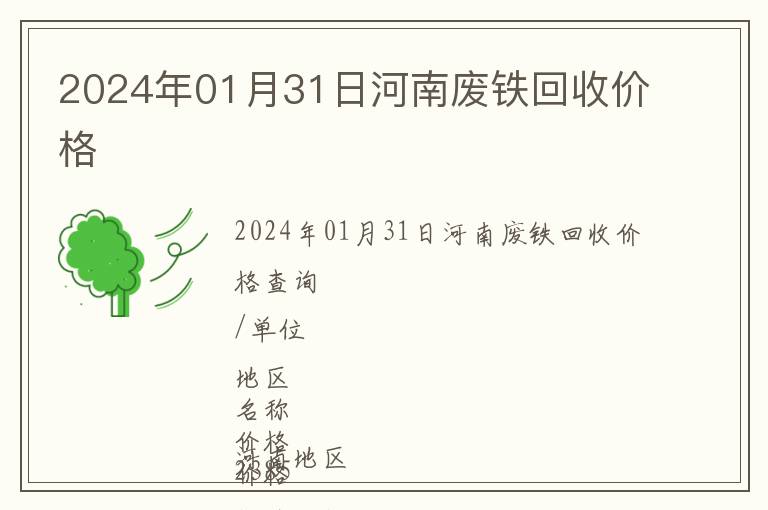 2024年01月31日河南廢鐵回收價(jià)格