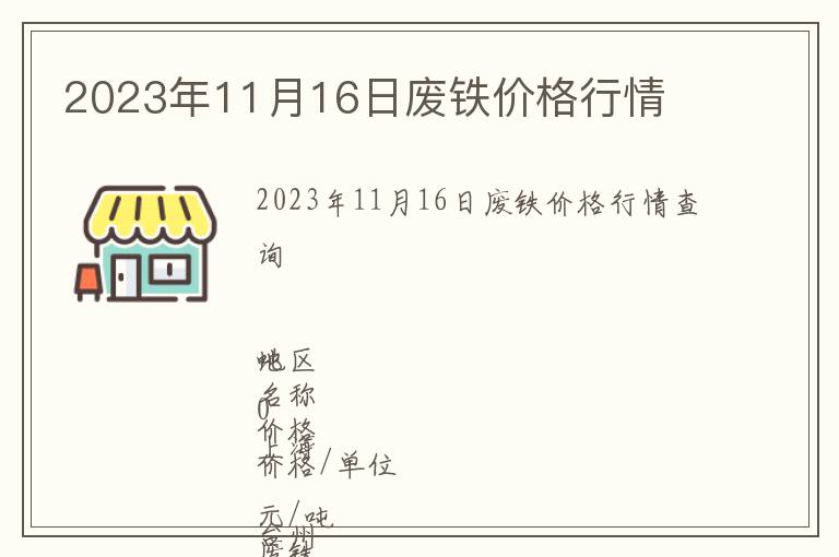 2023年11月16日廢鐵價(jià)格行情